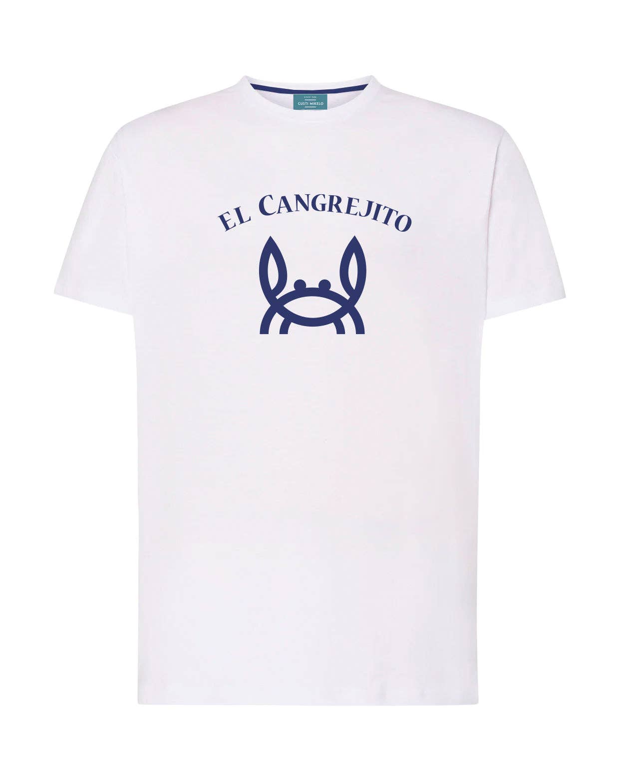 White & Navy Crab Tee
