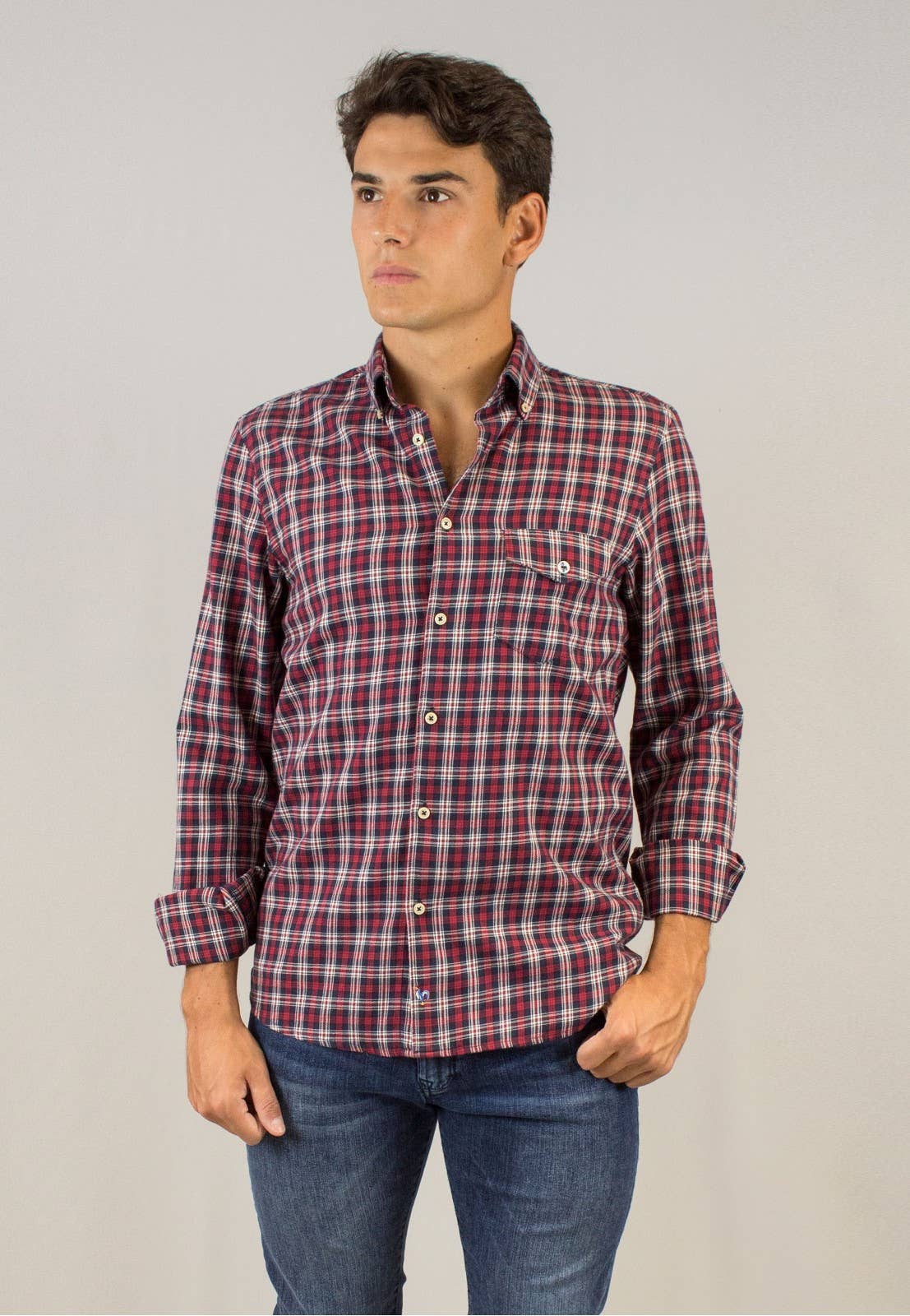 Red Brushed Cotton Check Shirt