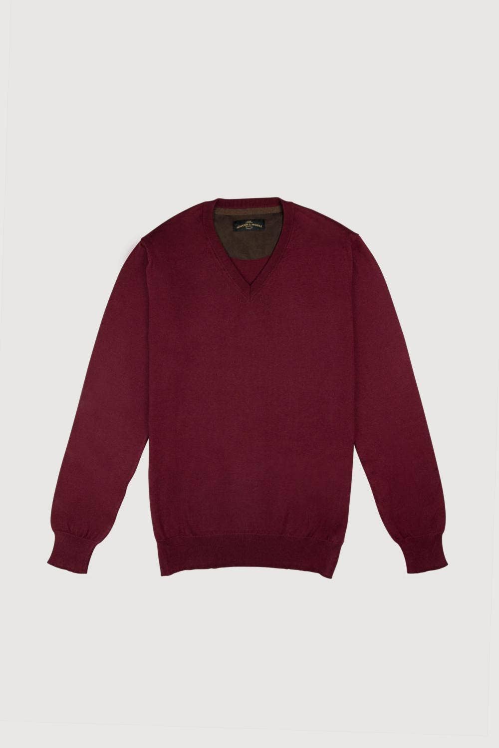 Rich Burgundy Cotton Classic V-Neck