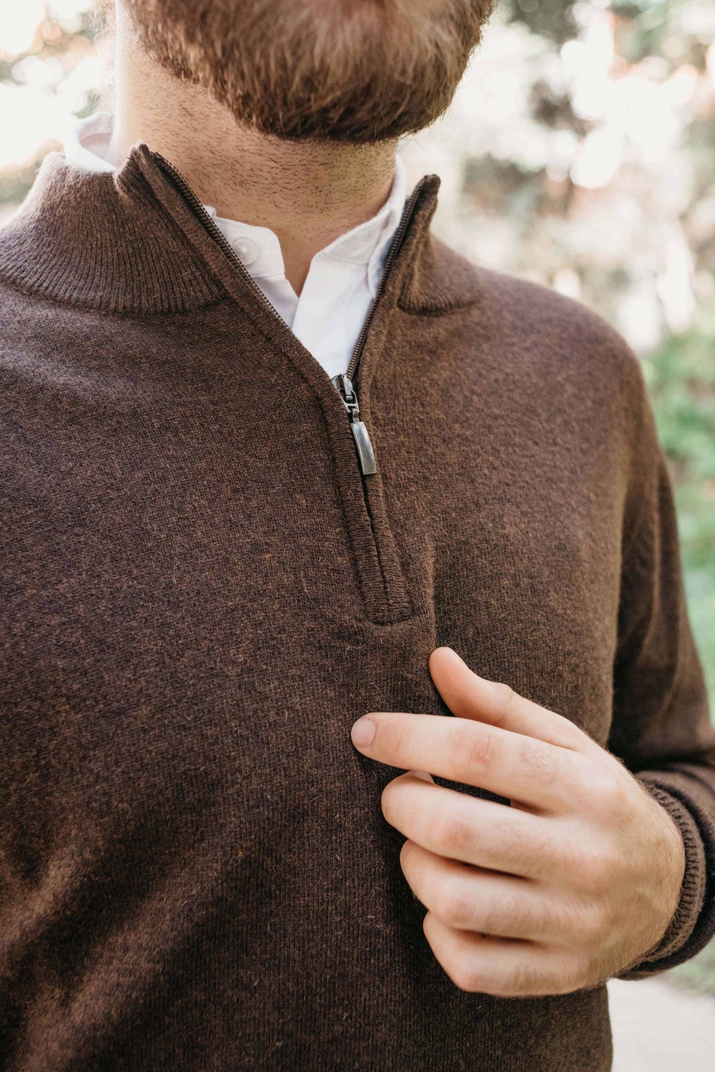 Classic Dark Brown Lambswool Quarter Zip