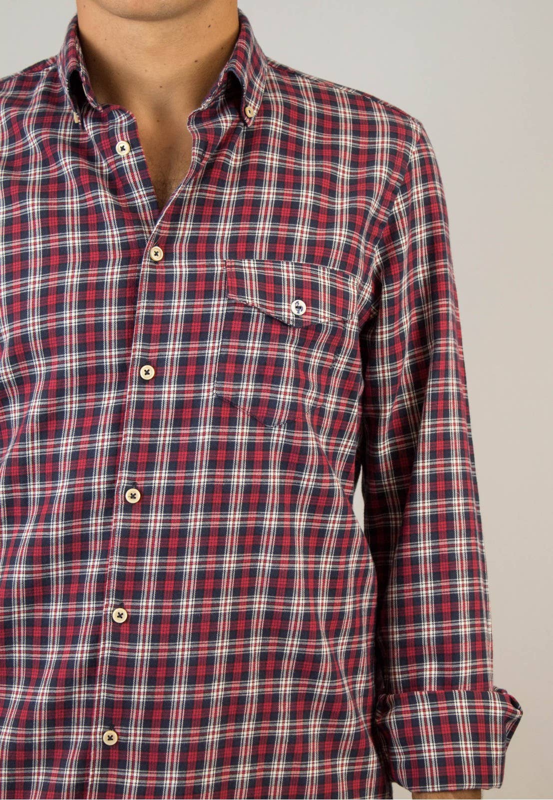 Red Brushed Cotton Check Shirt