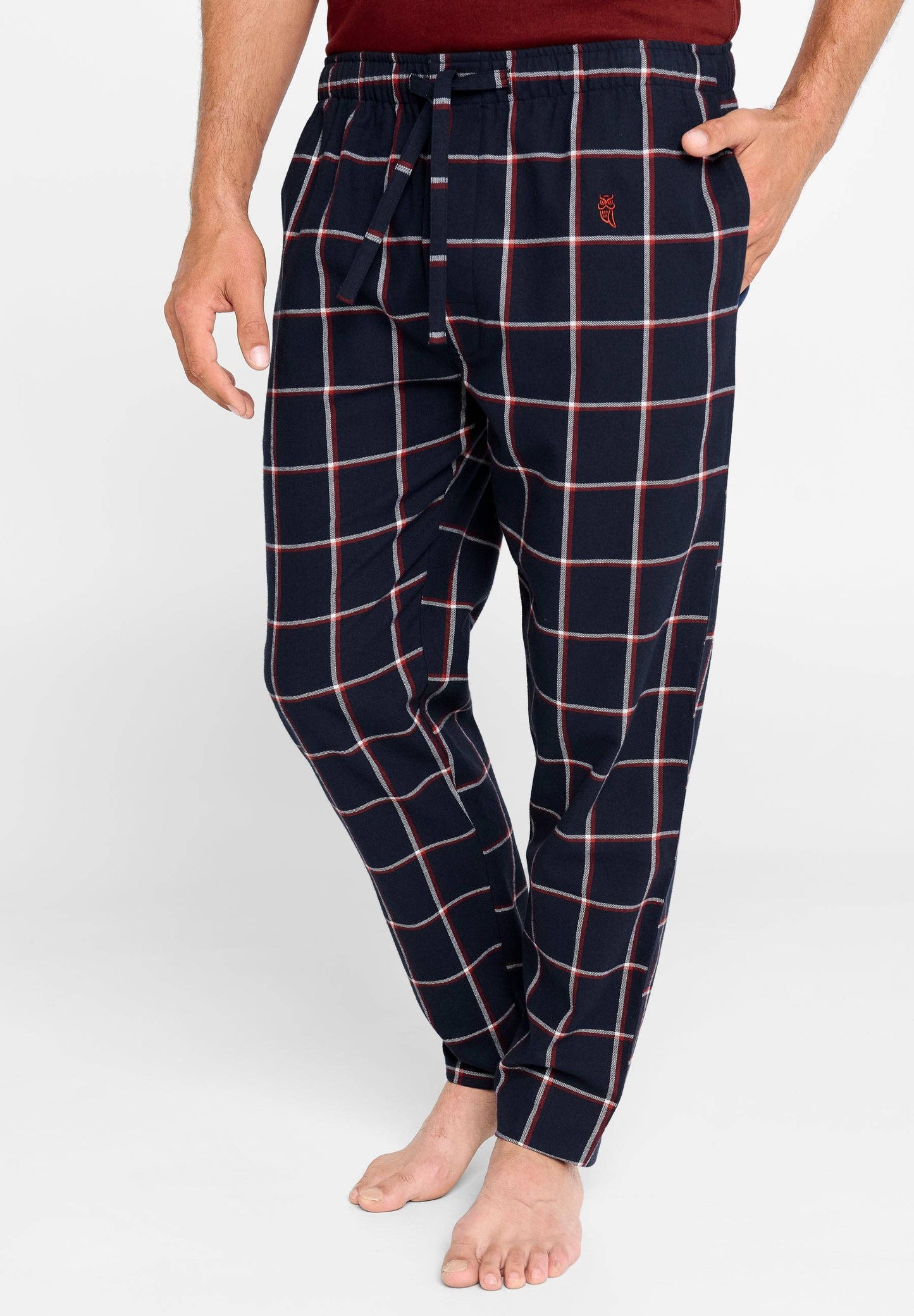 Brushed Cotton Navy & Red Checked PJ Bottoms