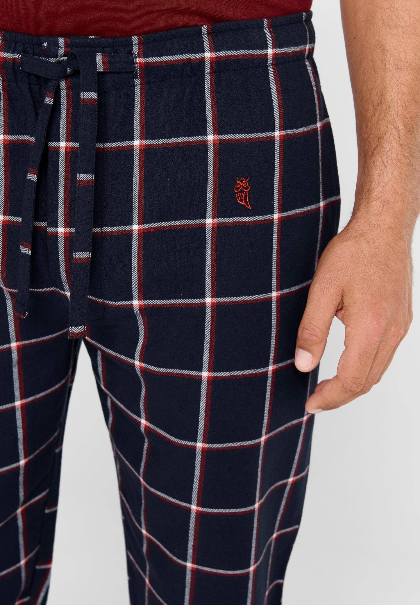 Brushed Cotton Navy & Red Checked PJ Bottoms