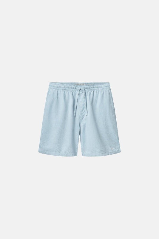 Cotton & Linen Drawstring Shorts in Vintage Blue