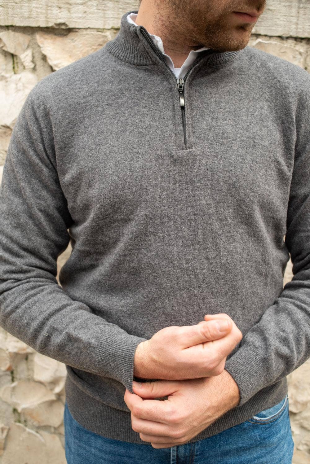 Classic Charcoal Lambswool Quarter Zip