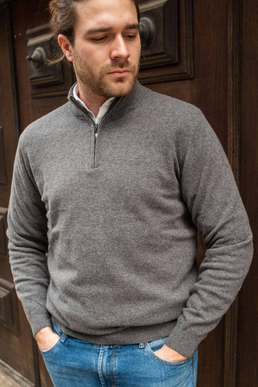 Classic Charcoal Lambswool Quarter Zip