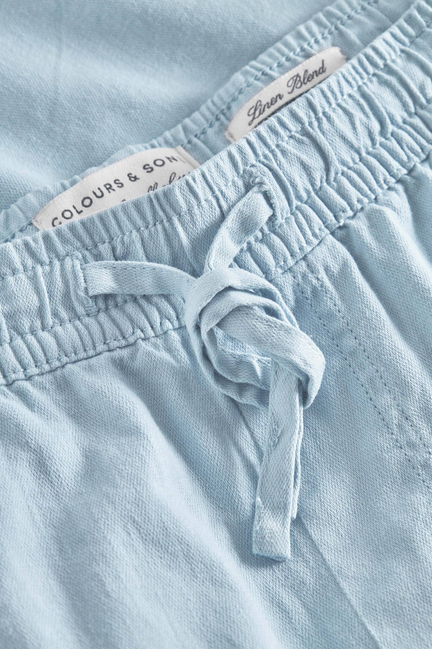 Cotton & Linen Drawstring Shorts in Vintage Blue