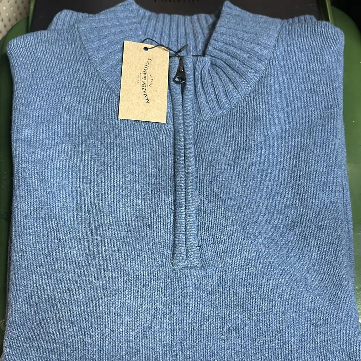 Classic Soft Blue Lambswool Quarter Zip