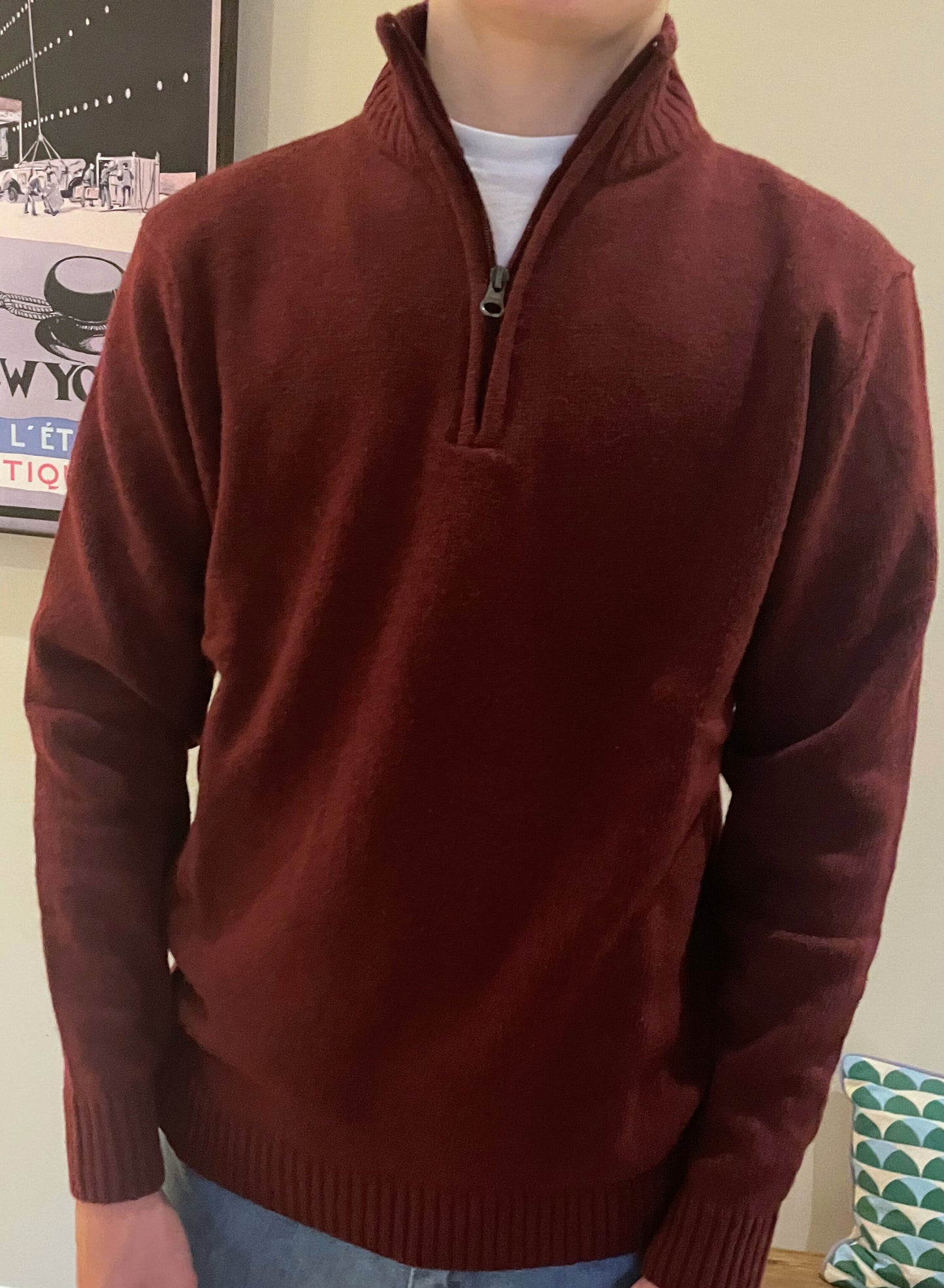 Classic Merlot Lambswool Quarter Zip