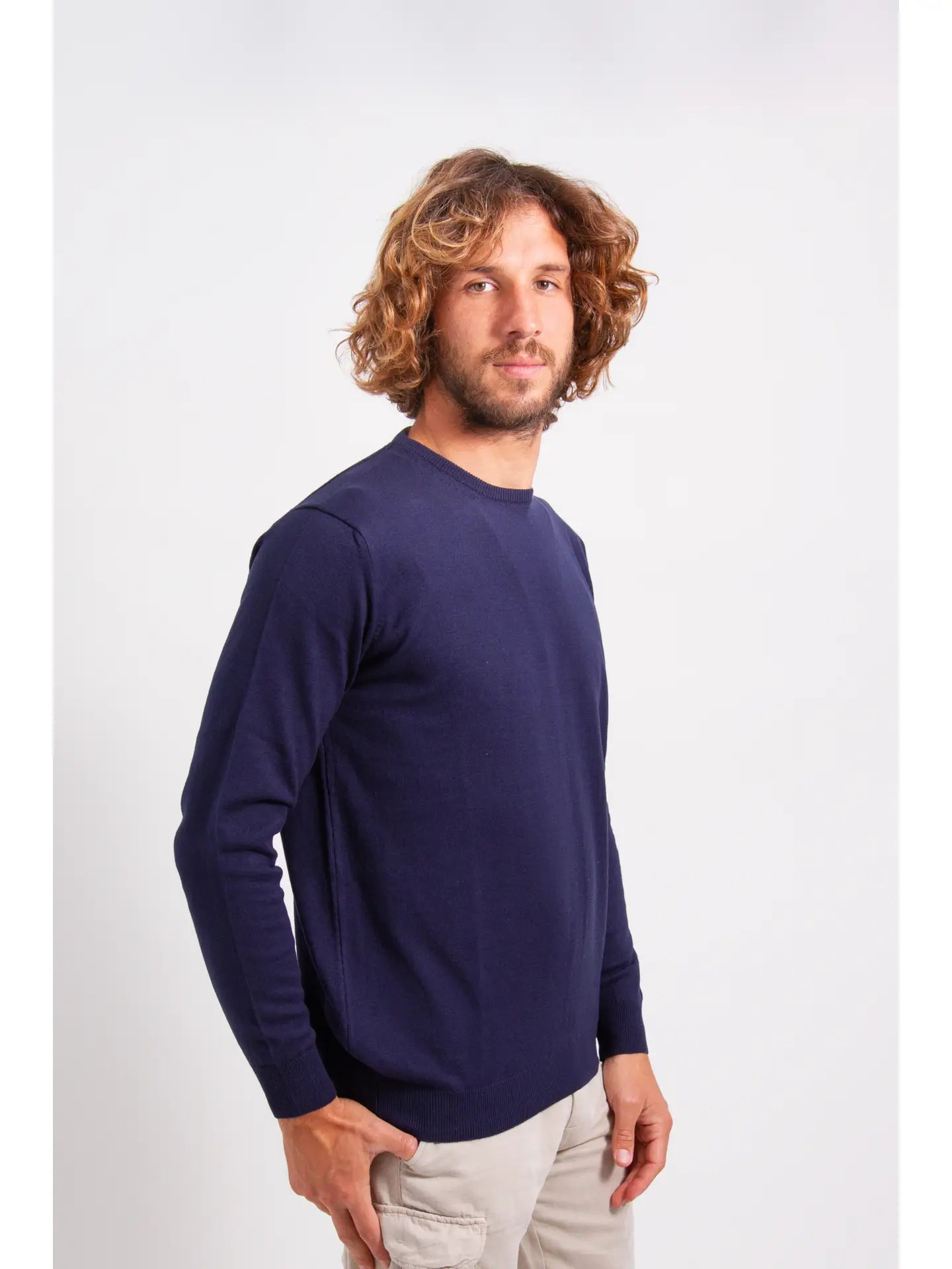 Navy Crew Classic Cotton Sweater