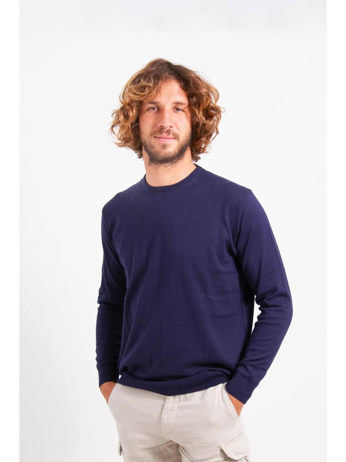 Navy Crew Classic Cotton Sweater