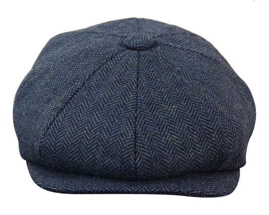 Navy Eight Panel Herringbone Cap