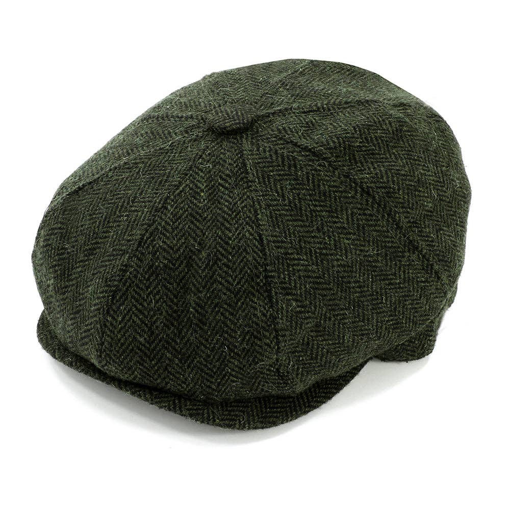 Green Eight Panel Herringbone Cap