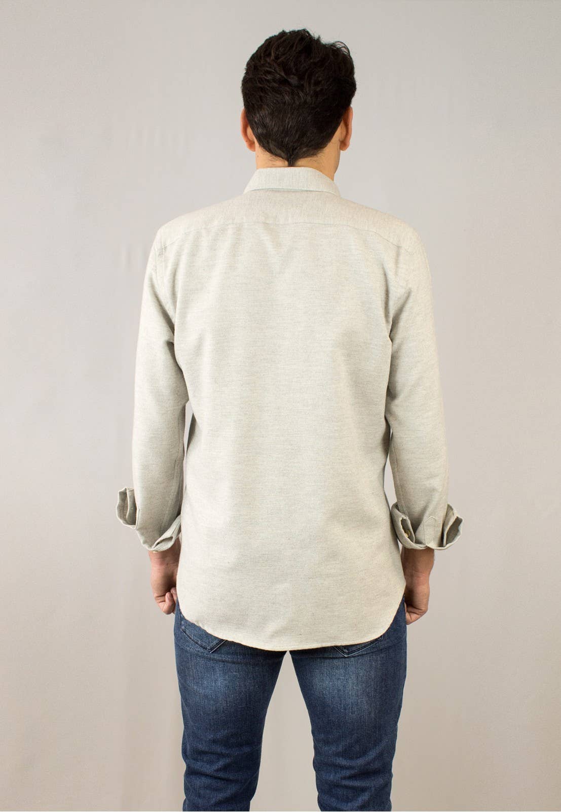 Oyster Cotton Flannel Shirt