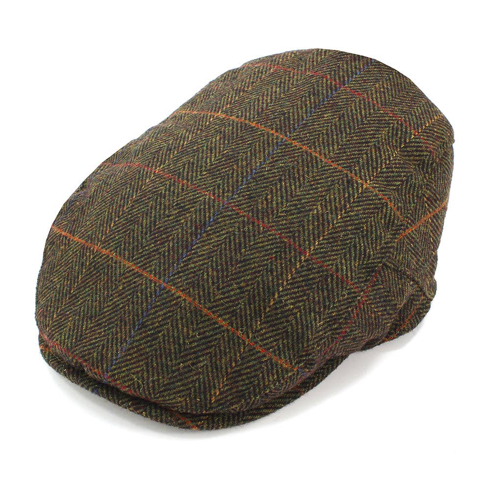 Green Herringbone Check Cap