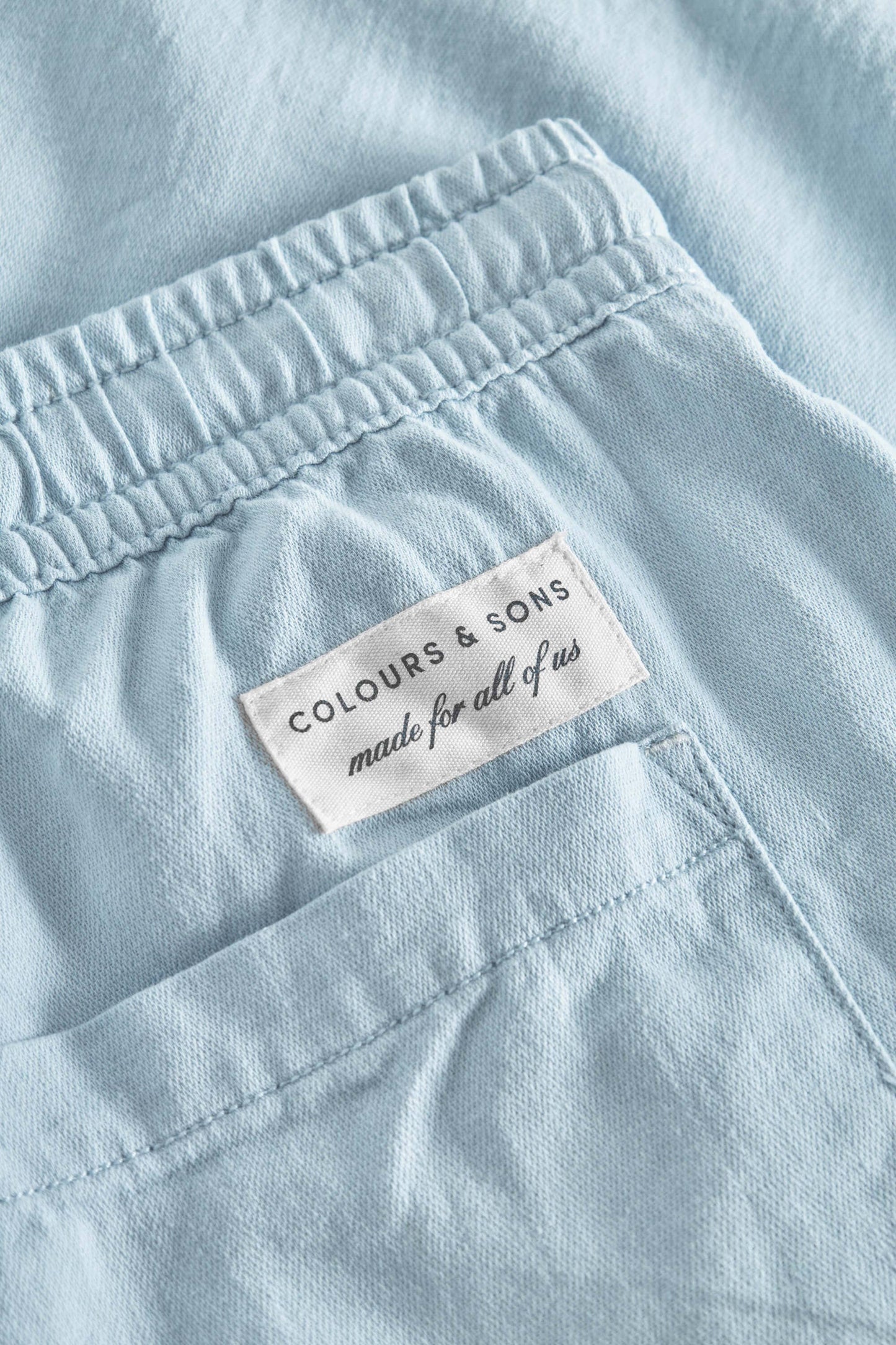 Cotton & Linen Drawstring Shorts in Vintage Blue