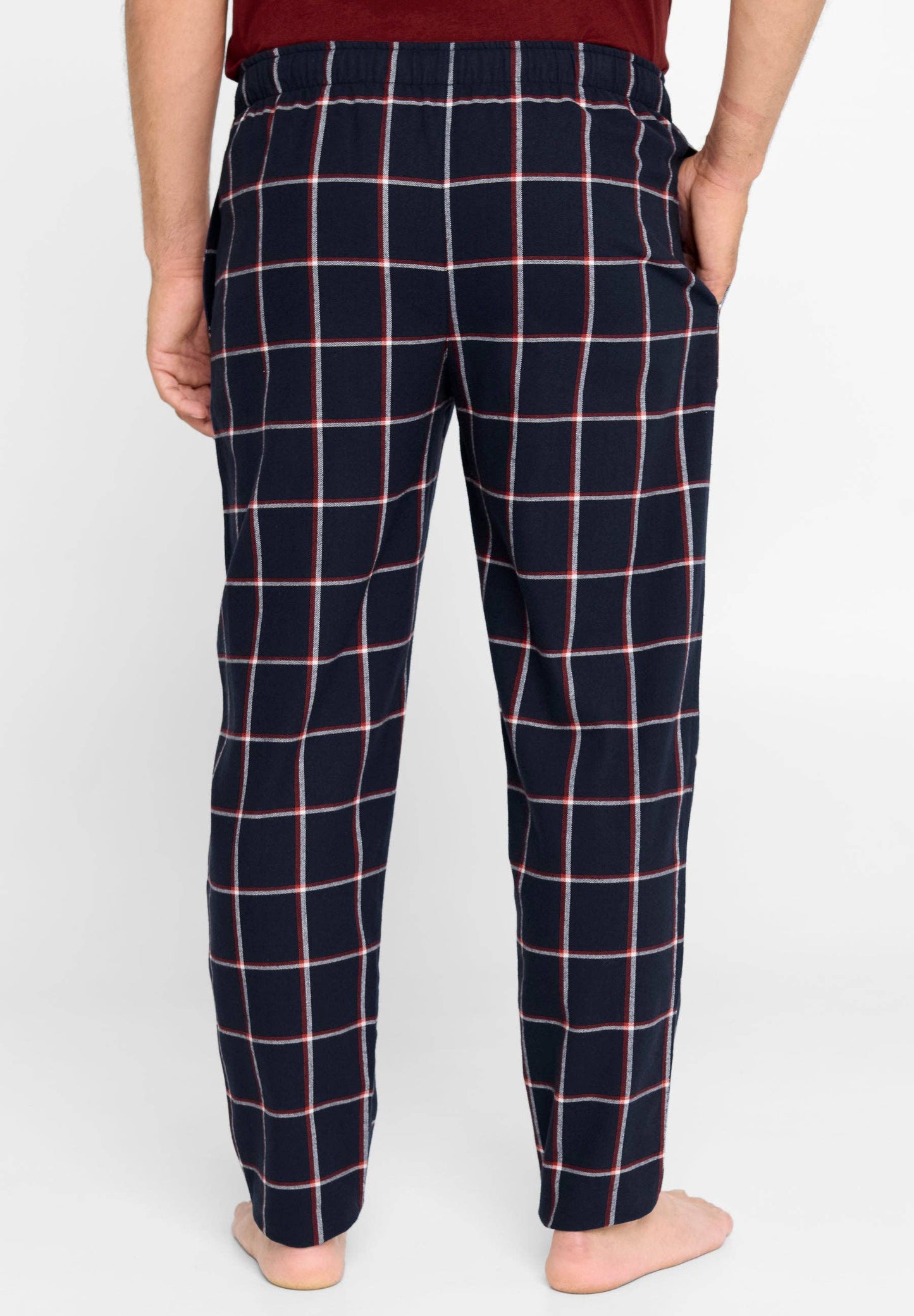 Brushed Cotton Navy & Red Checked PJ Bottoms