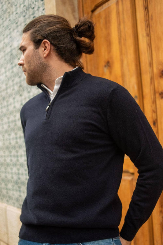 Classic Navy Lambswool Quarter Zip