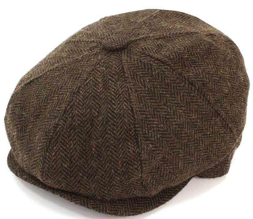 Brown Eight Panel Herringbone Cap